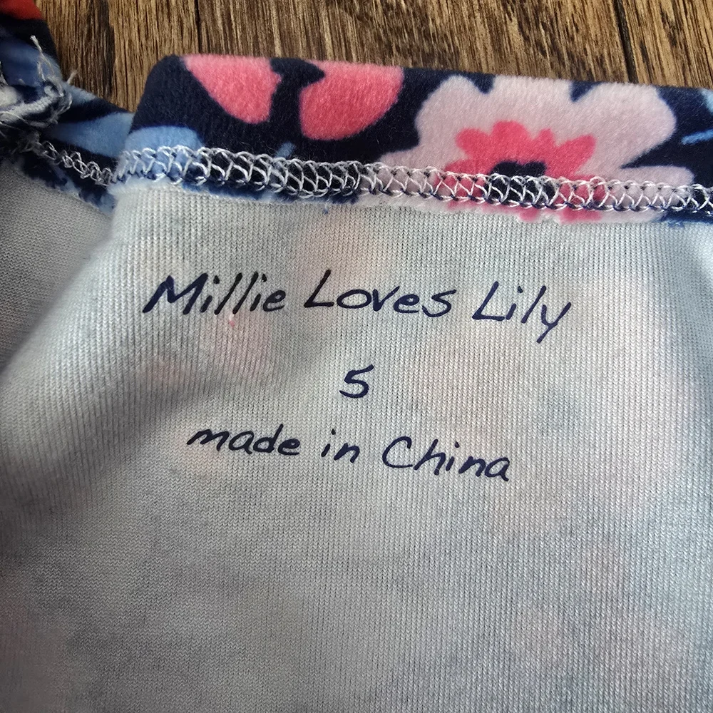 Millie Loves Lily Kids Casual Dress - Blue and Pink Floral Size 5